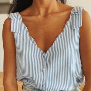 Berthie Paris Abby Blue Striped Button-Down Blouse